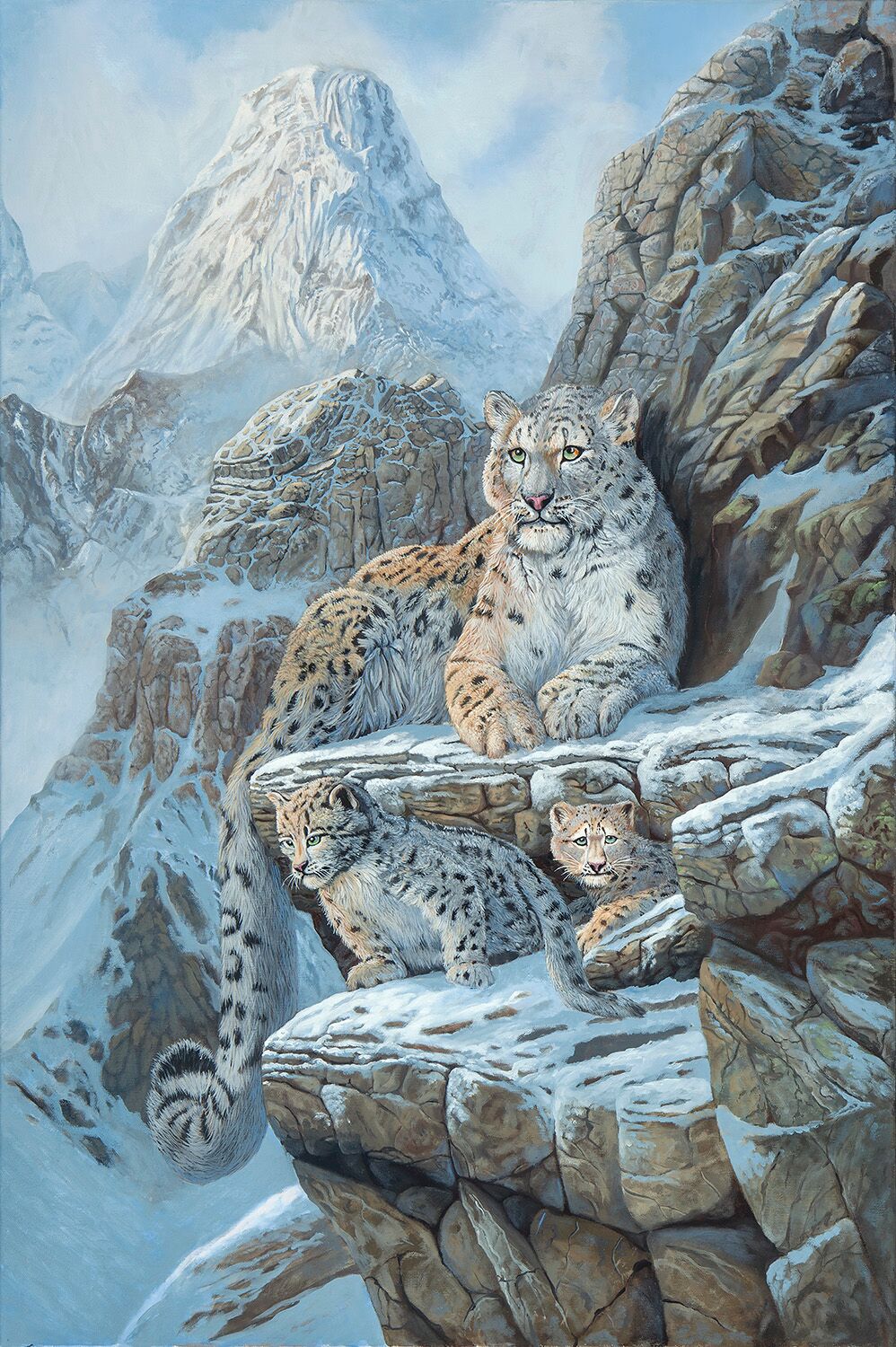 snow leopard oil painting